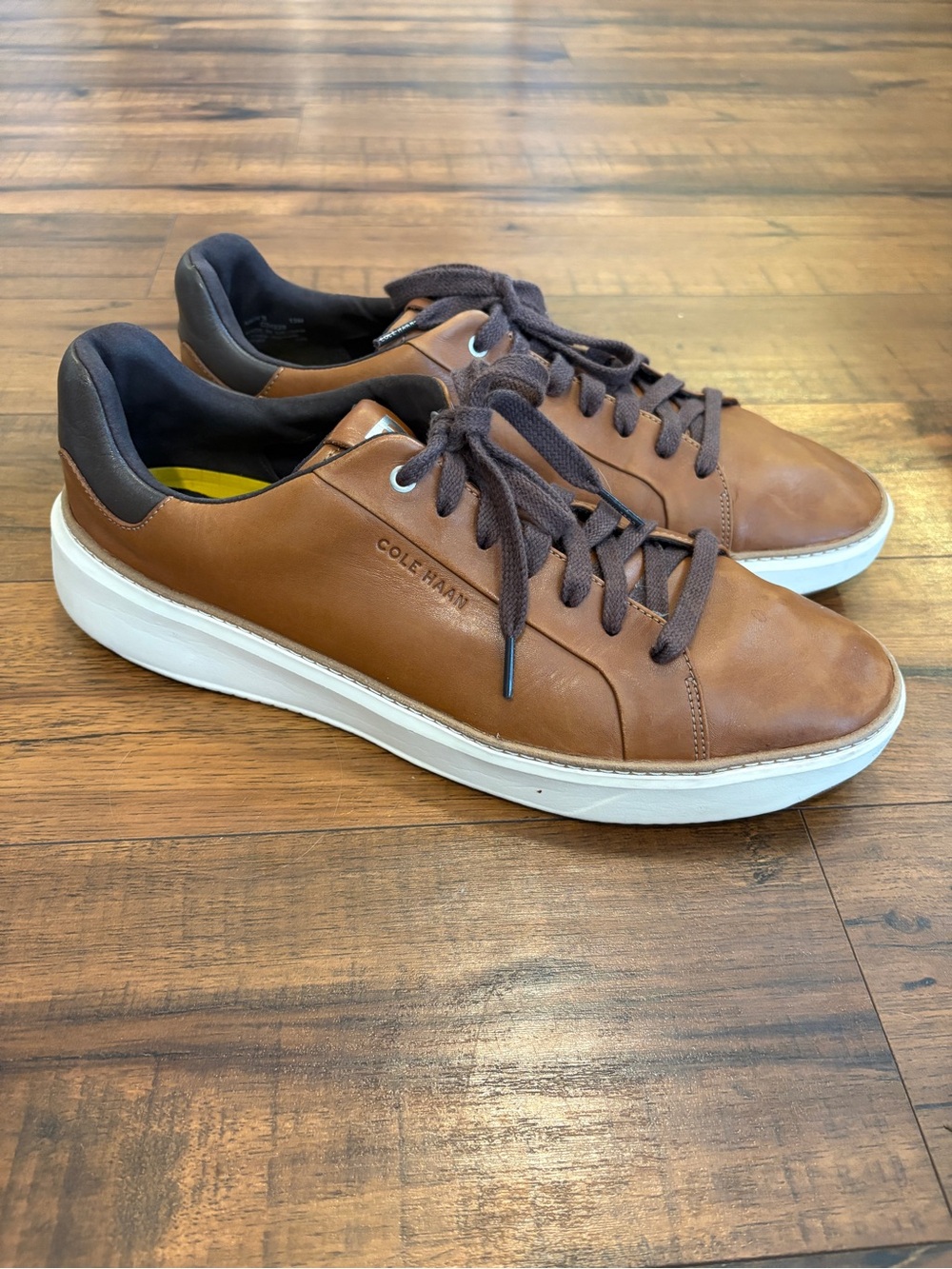 Mens Cole Haan Grand Pro Topspin Brown Tan Leather Casual Sneakers Size 13